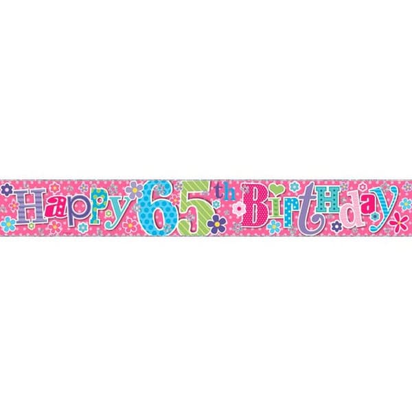 Simon Elvin 65th Birthday Foil Banner (Pack of 6) Pink One Size