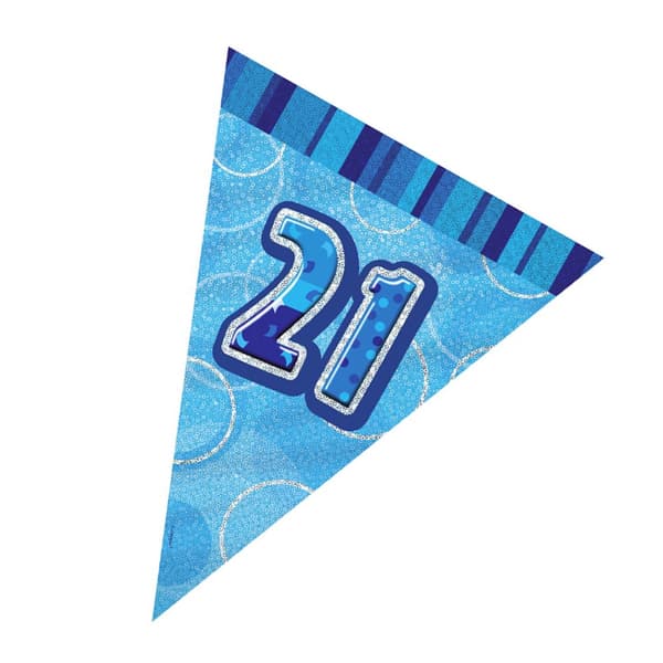 Unique Party Blue 21 Glitz Pennant Bunting