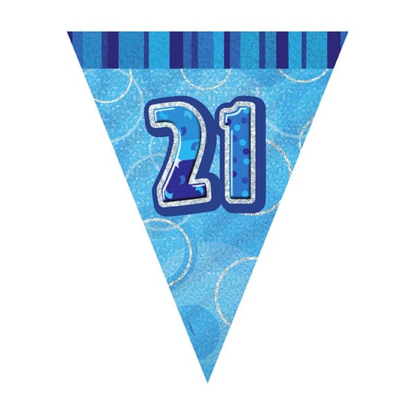 Unique Party Blue 21 Glitz Pennant Bunting Blue One Size
