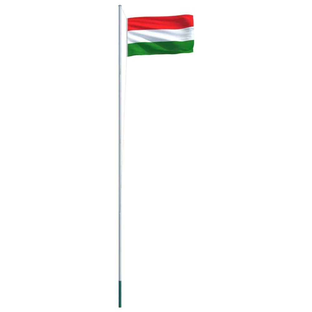 vidaXL Ungarns flag og flagstang 6,2 m aluminium