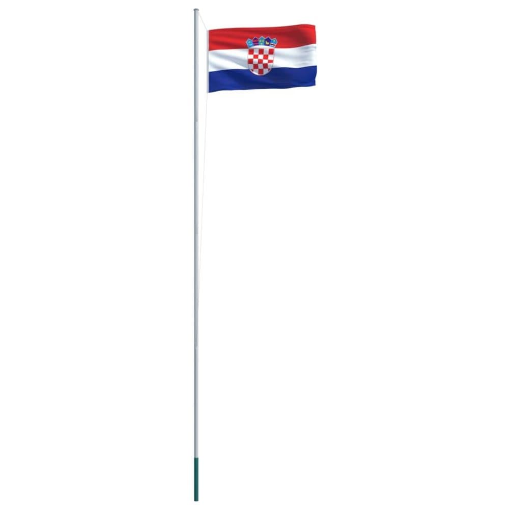 vidaXL Kroatiens flag og flagstang 6,2 m aluminium