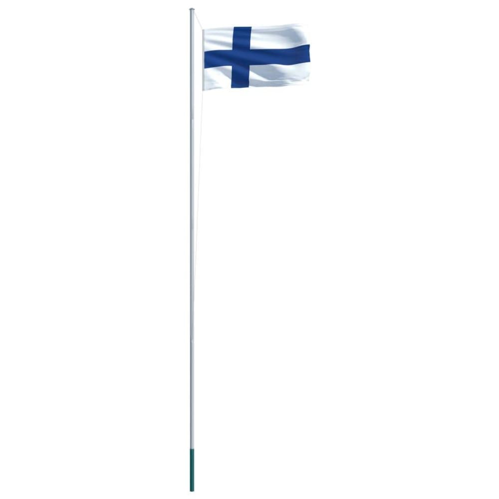 vidaXL Finlands flag og flagstang 6,2 m aluminium