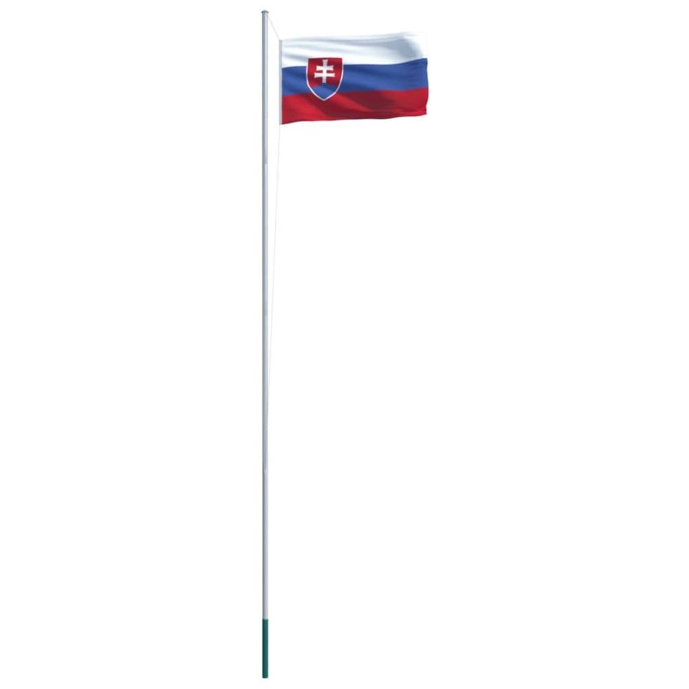 vidaXL Slovakiets flag og flagstang 6,2 m aluminium