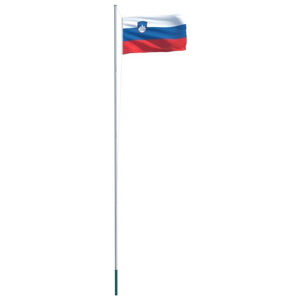 vidaXL Sloveniens flag og flagstang 6,2 m aluminium