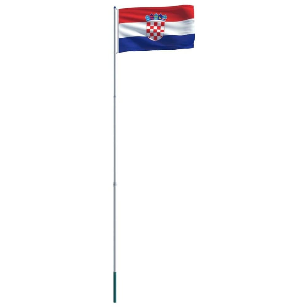 vidaXL Kroatisk flagg og stang aluminium 6 m