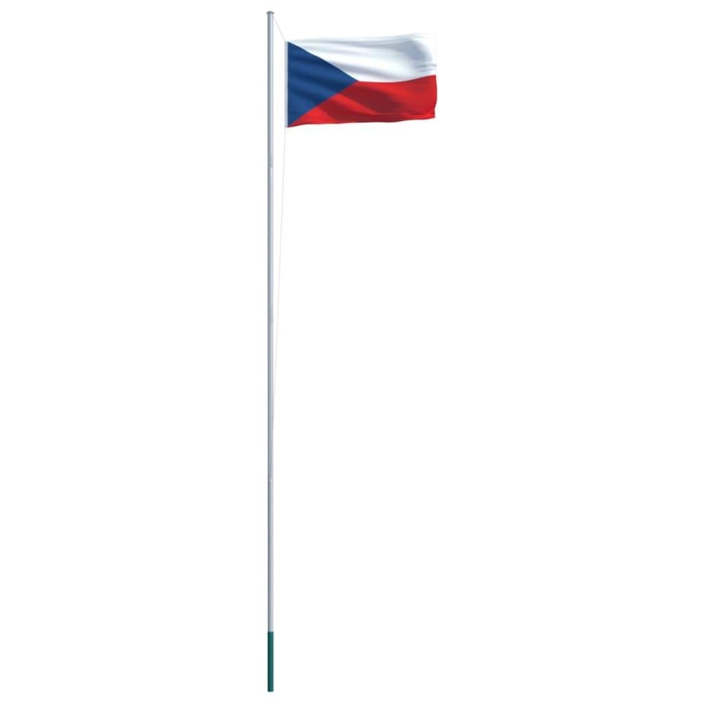 vidaXL tjekkisk flag og flagstang 6,2 m aluminium