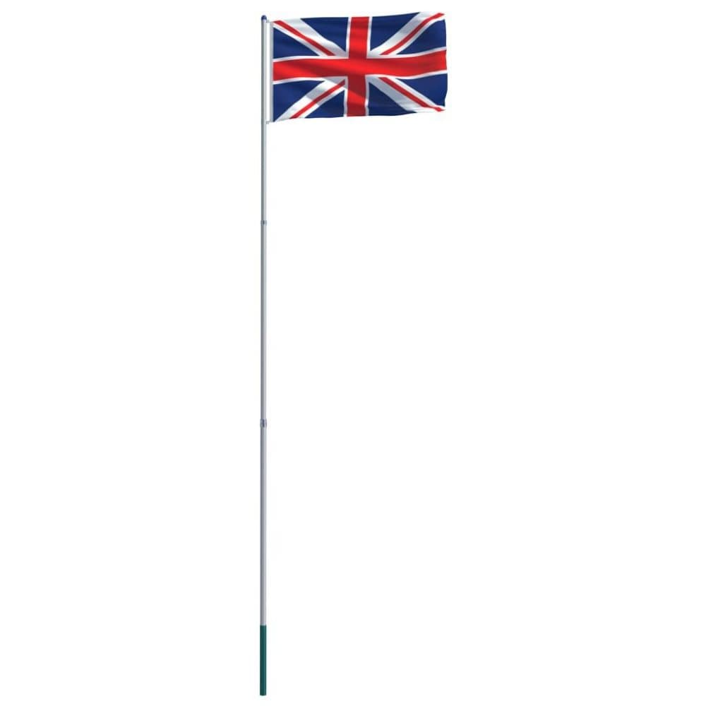 vidaXL Britisk flagg og stang aluminium 6 m