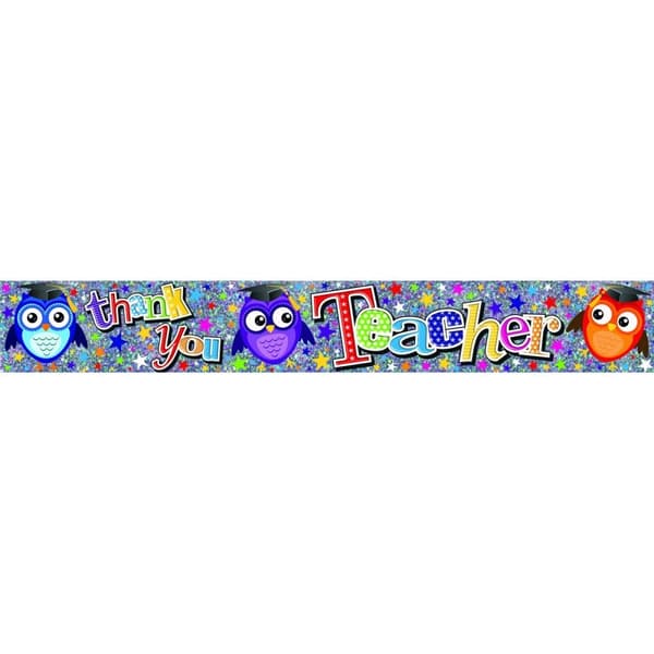 Simon Elvin Thank You Teacher Foil Banner (Pack of 6) Multicoloured One Size