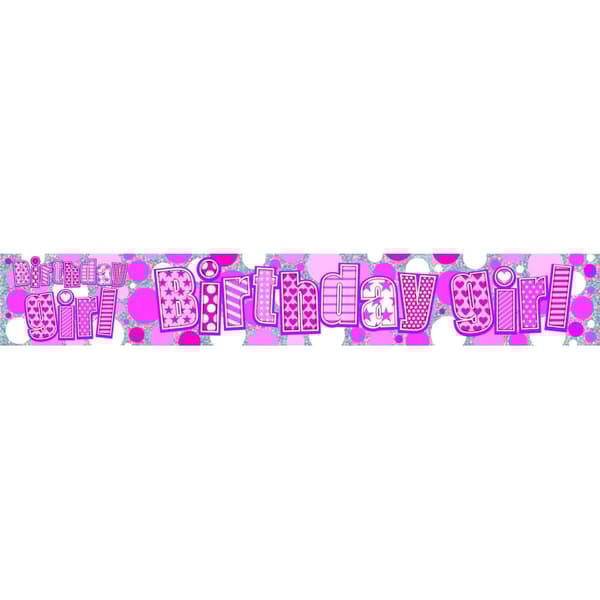 Simon Elvin Girls Foil Birthday Banner (Pack of 6) Pink/Silver One Size