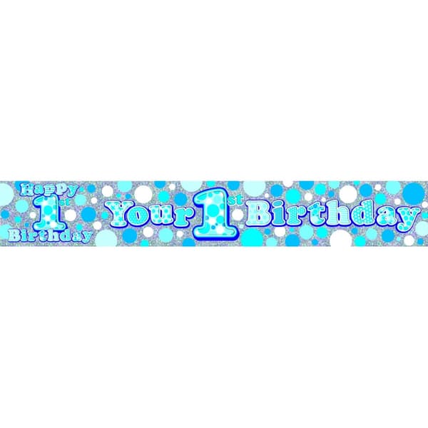 Simon Elvin Foil First Birthday Banner (Pack of 6) Blue/Silver One Size
