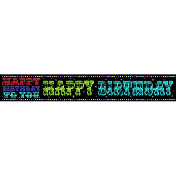 Simon Elvin Foil Holographic Birthday Banner (Pack of 6) Black One Size