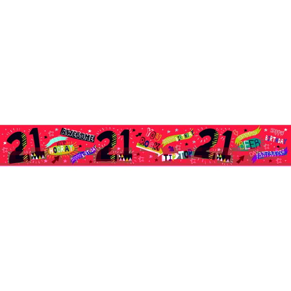 Simon Elvin You Rock Foil 21. fødselsdagsbanner (pakke med 6) Red/Black One Size