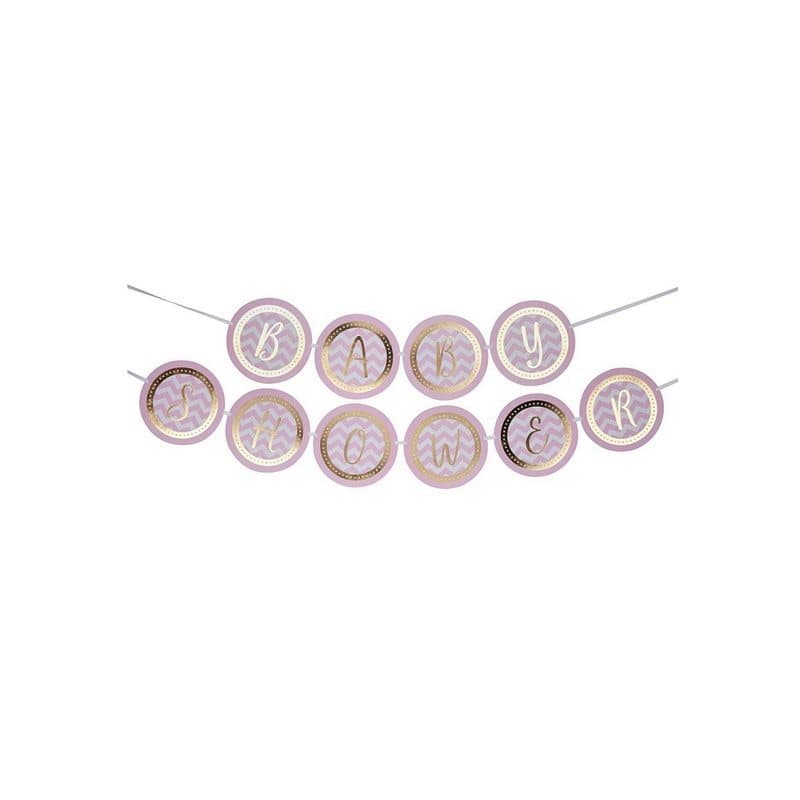 Vimpel "Babyshower" Rosa/vit/guld