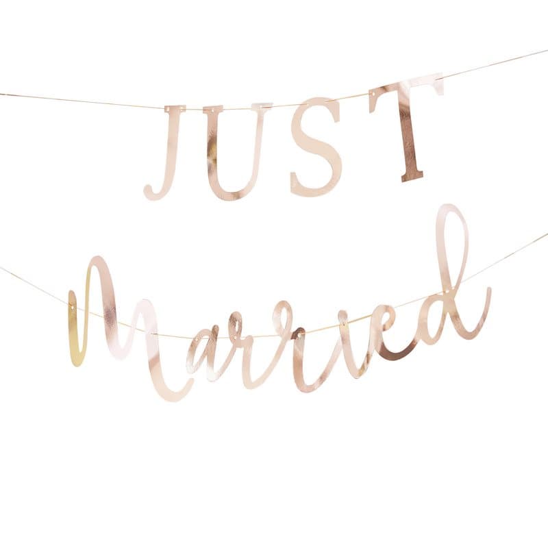Vimpel "Just Married" roséguld