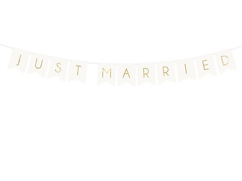 Vimpel Vit/guld "Just Married"