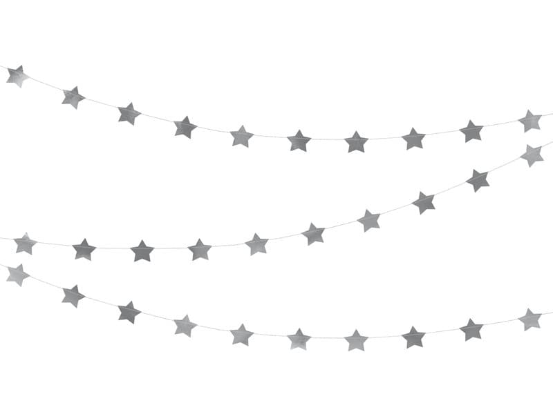 Girlang silver Stjärnor