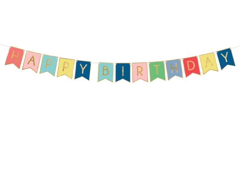 Girlang "Happy birthday" Färgglad