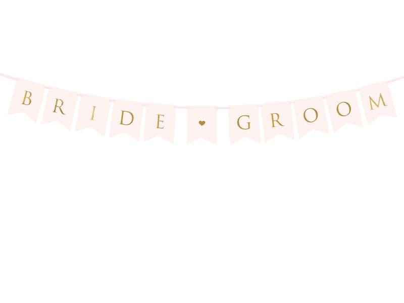 Girlang "Bride & Groom" rosa/guld