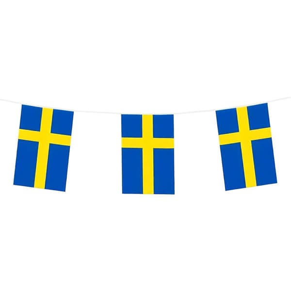 6m - Flaggirlang Sverige - Girlang / Flagga - Gul - Blå