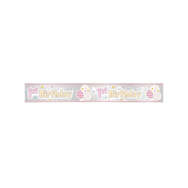 Unique Party 1. fødselsdag Banner Pink One Size