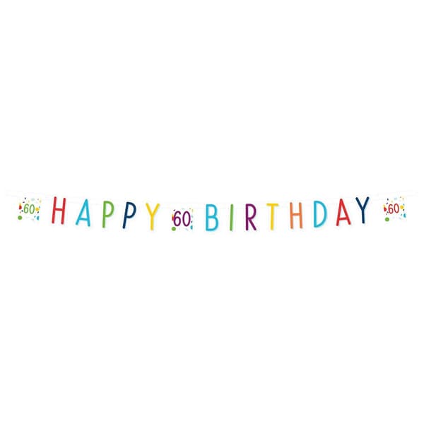 Amscan Confetti 60th Birthday Banner Multicoloured One Size