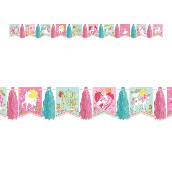 Amscan Tassel Unicorn Garland Pink/Blue One Size