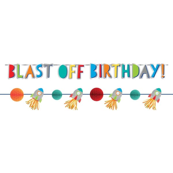 Amscan Blast Off Kit Birthday Banner Multicoloured One Size