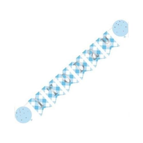 Unique Party Today 1st Birthday Banner Blue/Silver 6ft