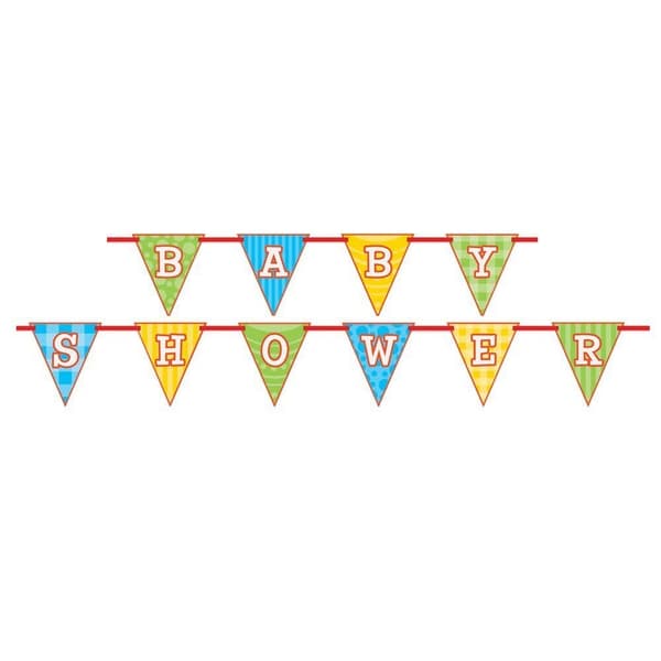 Unique Party Flags Baby Shower Bunting Blue/Green/Yellow One Size