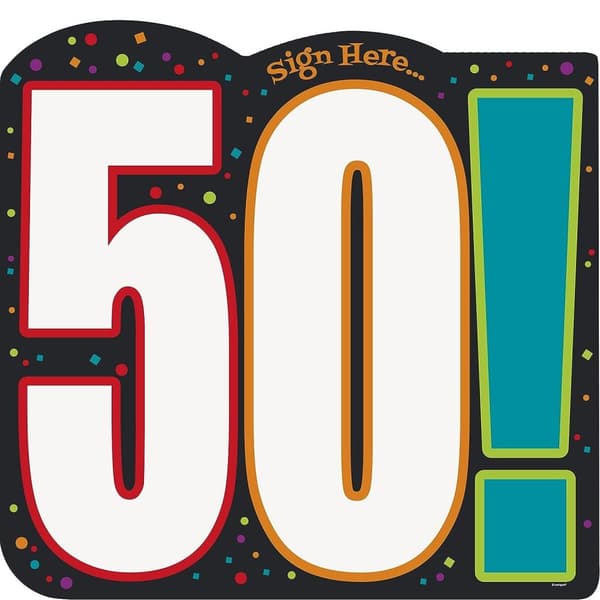 Unique Party Cheer 50th Birthday Sign In Sheet Black/White One Size