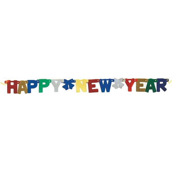 Unique Party Metallic New Year Banner Multicoloured One Size