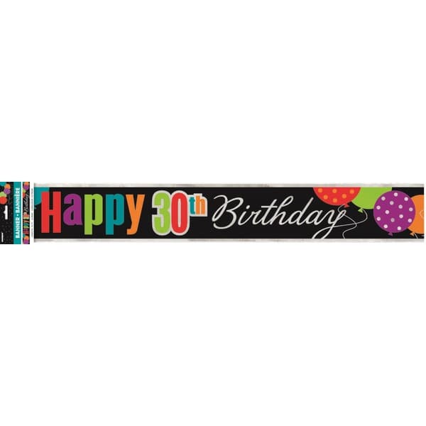 Unique Party Cheer 30th Birthday Banner Black/Multicoloured One Size