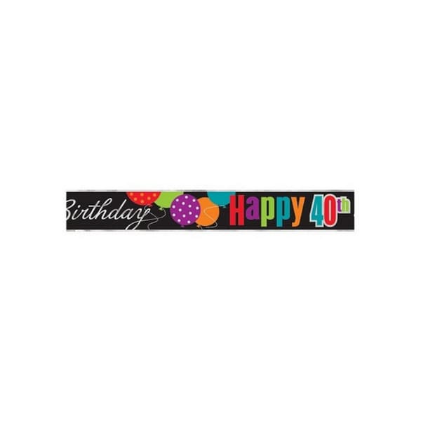 Unique Party Cheer 40th Birthday Banner Black/Multicoloured One Size