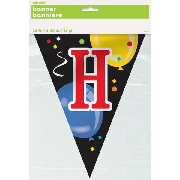 Unique Party Plastic Flags Happy Birthday Bunting Multicoloured 14ft