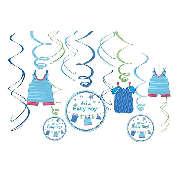 Amscan With Love Dungarees Baby Shower Streamers (Pack of 12) Blue One Size