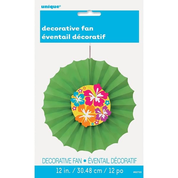 Unique Party Paper Hibiscus Luau/Beach Party Fan Decoration Lime Green/Yellow One Size