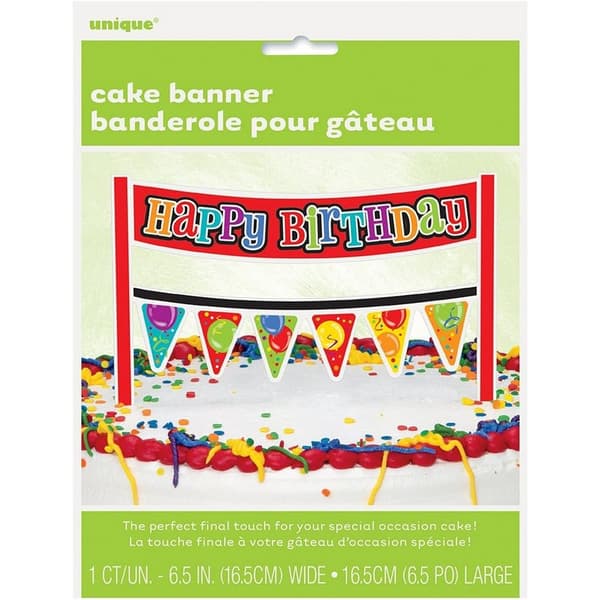 Unique Party Plastic Bunting Birthday Cake Topper Multicoloured One Size