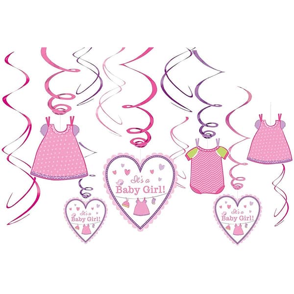 Amscan With Love Foil Dress Baby Shower Streamers (Pack of 12) Pink One Size