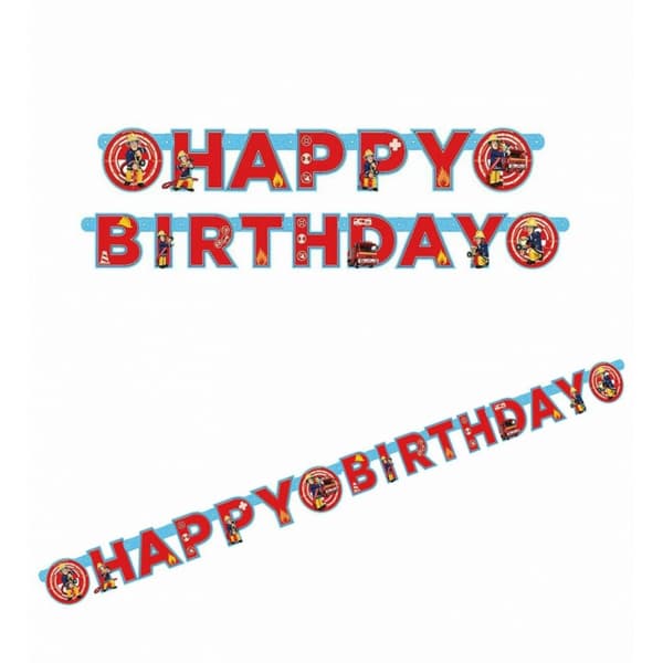 Fireman Sam Letter Happy Birthday Banner Multicoloured One Size