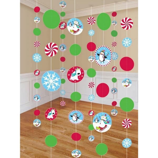 Amscan Joyful Snowman Christmas Hanging Decoration (Pack of 8) Red/Green/White One Size