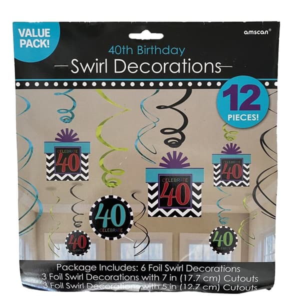 Amscan 40th Birthday Streamers (Pack of 12) Multicoloured One Size