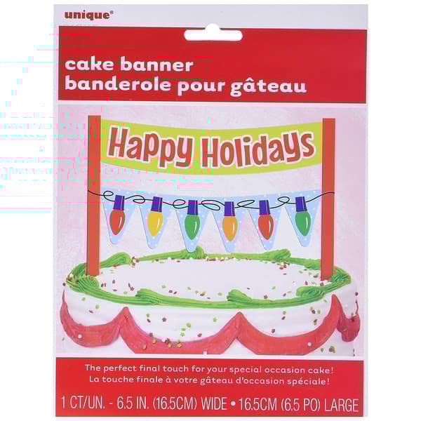 Unique Party Happy Holidays Bunting Christmas Cake Topper Multicoloured One Size