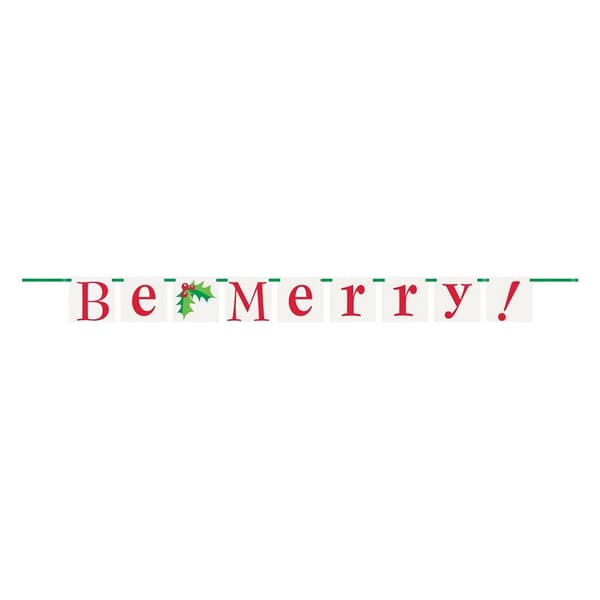 Unique Party Be Merry Christmas Banner Red/Green/White One Size