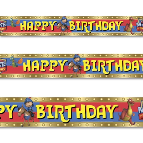 Mike The Knight Foil Happy Birthday Banner Multicoloured One Size