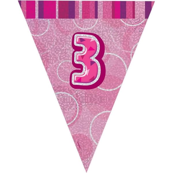 Unique Party Foil Glitz 3rd Birthday Bunting