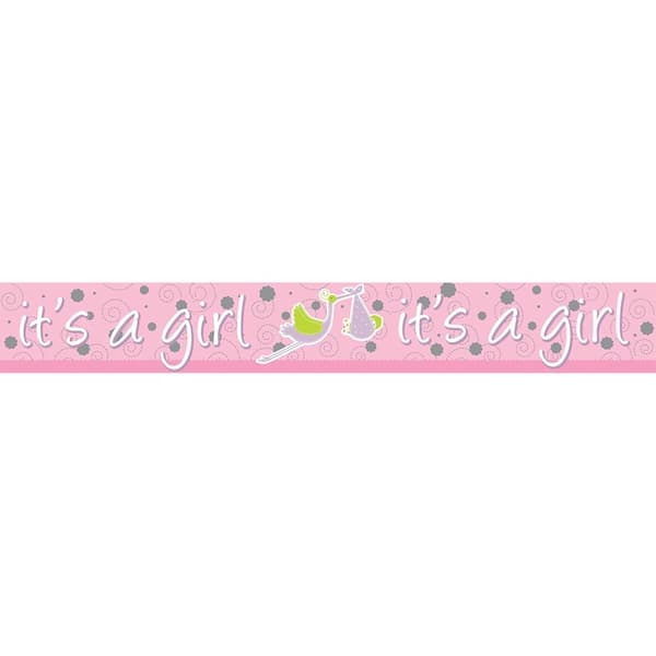 Amscan It´s A Girl Holographic Banner Pink/White/Green One Size