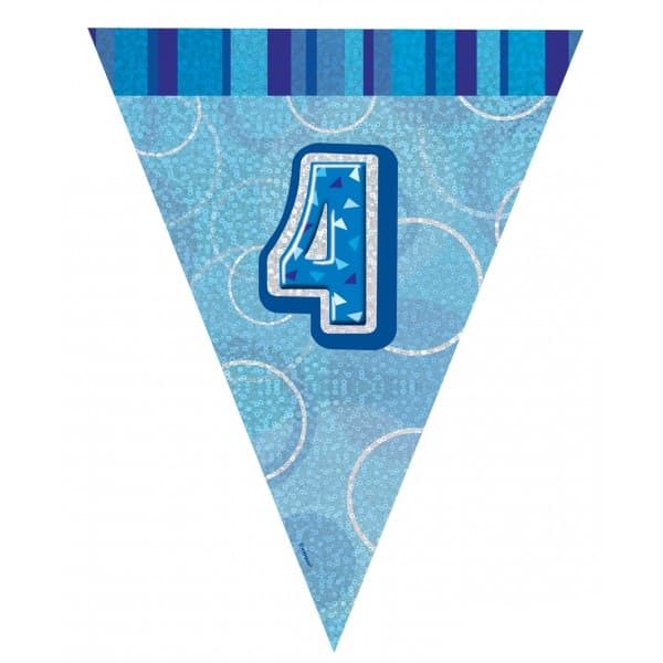 Unique Party Foil Glitz 4th Birthday Bunting Blue One Size