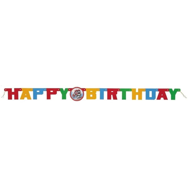 Unique Party Fire Engine Happy Birthday Banner Multicoloured One Size