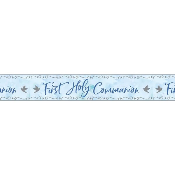 Amscan Foil First Holy Communion Banner Blue/Grey One Size