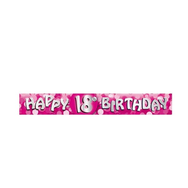 Amscan Foil Sparkle 18th Banner Pink/Silver One Size